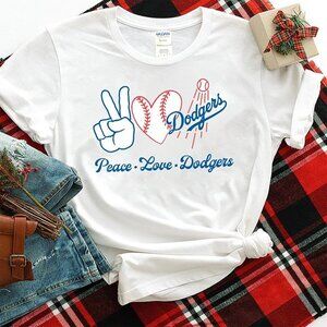 Peace Love Los Angeles Dodgers Baseball Team Unisex Fan Streetwear T-Shirt 05